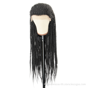 High Quality Synthetic Lace Frontal Wigs Micro Long Box Cornrow Braids Lace Frontal Wig African Full Braided Lace Wig